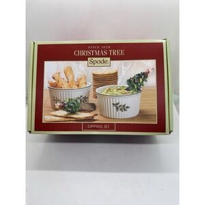 Spode Christmas Tree Dipping Set 2 Bowls w Spreaders Holiday Dip Serving Set